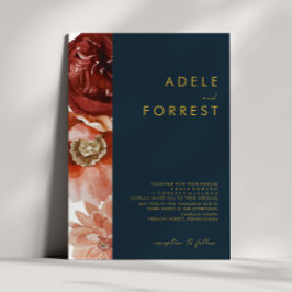 マルサラオータムフローラ |ネイビー結婚式招待状 招待状