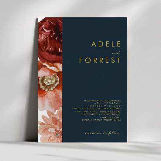 マルサラオータムフローラ |ネイビー結婚式招待状 招待状