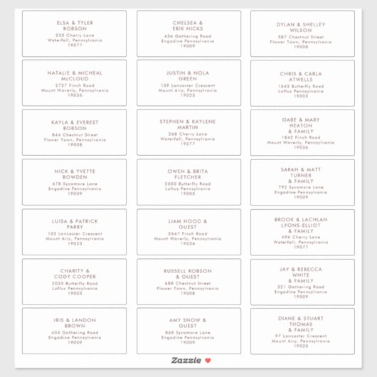 マルサラオータムフローラ |ホワイトゲスト住所 シール (シート)