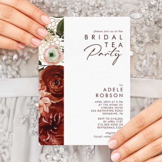 マルサラオータムフローラ |ホワイトブライダルティーパーティー 招待状