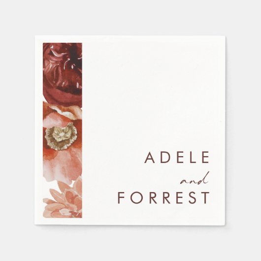 マルサラオータムフローラ |ホワイト結婚のナプキンス スタンダードカクテルナプキン (正面)