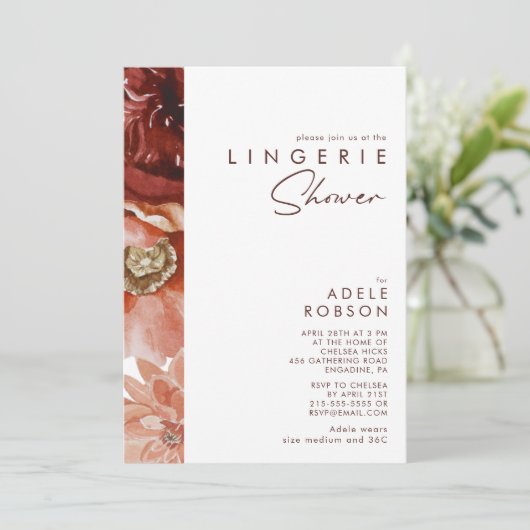 マルサラオータムフローラ |白いランジェリーシャワー 招待状 (スタンド正面)