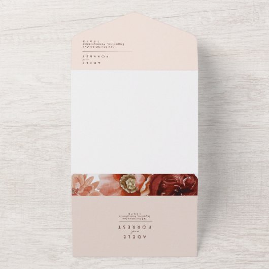 マルサラオータムフローラ |赤面シールと送信 オールインワン招待状 (外側)