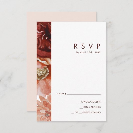 マルサラオータムフローラ |赤面RSVPカード 出欠カード (正面/裏面)