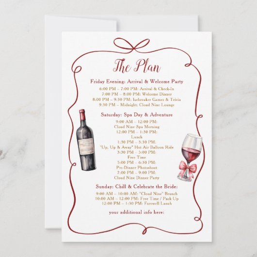 マルサラクラウドバチェロレッテ週末の日程 招待状 (裏面)