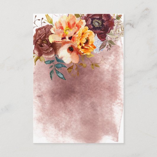 マルサラクレー&イエローブーケ結婚式レセプション エンクロージャーカード (裏面)