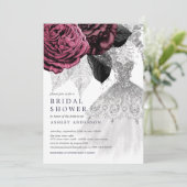 マルサラシルバーフローラズド結婚レスブライダルシャワー 招待状 (スタンド正面)