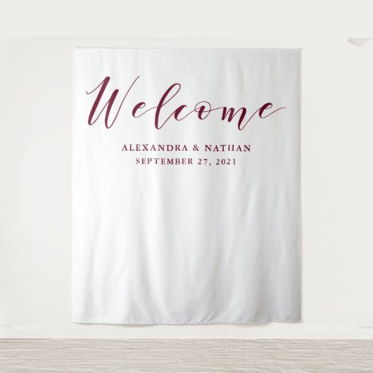 マルサラスクリプト ウェディングバックドロップ | フォトブース プロップ タペストリー (正面)