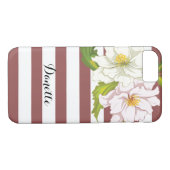 マルサラストライプの花とピンクの花モダンフローラ Case-Mate iPhoneケース (裏面(横))