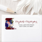 マルサラネイビーパーソナライズされたフローラ差出人住所 ラベル (インサイチュ)