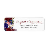 マルサラネイビーパーソナライズされたフローラ差出人住所 ラベル (正面)