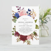 マルサラネイビーピンクフローラサークルブライダルシャワー 招待状 (スタンド正面)