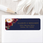 マルサラネイビーフラワーズ差出人住所ラベル ラベル (インサイチュ)