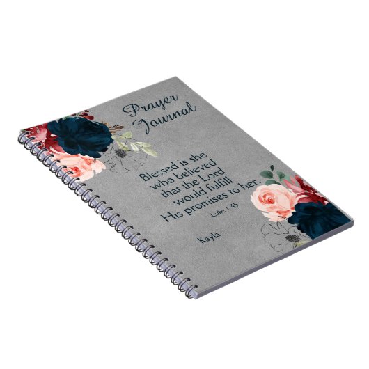 マルサラネイビーブルーフローラ名祈りの言葉ジャーナル ノートブック (右側)