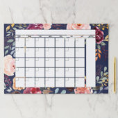 マルサラネイビーブルーフローラ月次プランナーカレンダー ペーパーパッド (インサイチュ)
