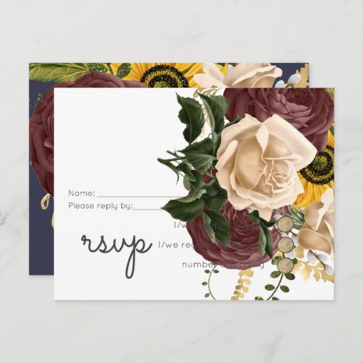 マルサラバラひまわり花予算安結婚価 インビテーションポストカード (正面/裏面)