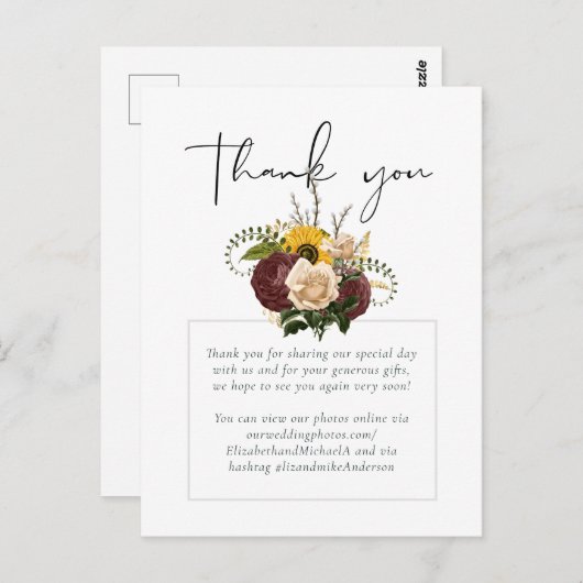 マルサラバラひまわり花予算安結婚価 ポストカード (正面/裏面)