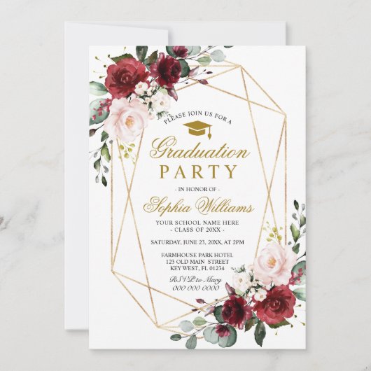 マルサラバラ卒業パーティガーリーフローラ 招待状 (正面)