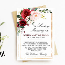 マルサラバラ悔やみや弔慰メモリ サンキューカード