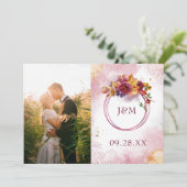 マルサラバラ金ゴールド水彩エレガント葉写真 セーブザデート (スタンド正面)