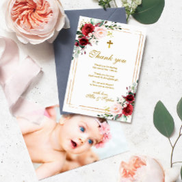 マルサラバラ&金ゴールドフォトバプテスマサンキューカード 招待状