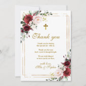 マルサラバラ&金ゴールドフォトバプテスマサンキューカード 招待状 (正面)