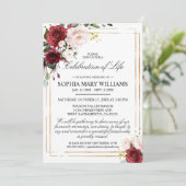 マルサラバラ&金ゴールド葬儀お祝いの生活 招待状 (スタンド正面)