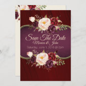 マルサラバーガンディ水の色のフローラ日付を保存 セーブザデート (正面/裏面)