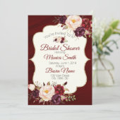 マルサラバーガンデーウォーターカラーフローラブライダルシャワー 招待状 (スタンド正面)