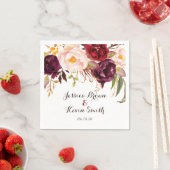 マルサラバーグンディパーソナライズされたフローラ結婚ズ–2 スタンダードカクテルナプキン (インサイチュ)