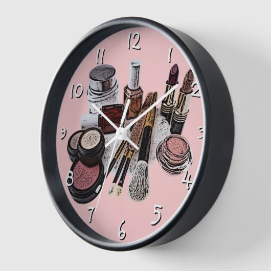マルサラパステルピンク美しいサロンメイクアップ製品 壁時計 (傾斜)