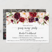 マルサラピンクの花々が遠くにパーティー別れ 招待状 (正面/裏面)