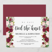 マルサラピンクの花柄, 私たちは結婚しました, 秘密結婚 招待状 (正面/裏面)