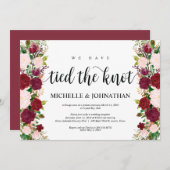 マルサラピンクの花柄、結婚しました、駆け落ち結婚 招待状 (正面/裏面)