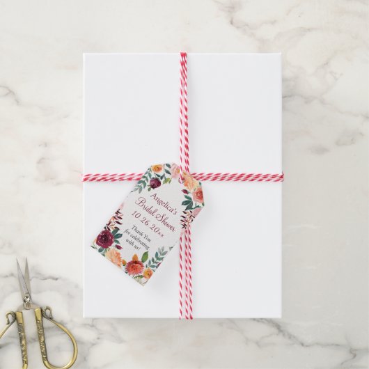 マルサラピンクオレンジ結婚の花の感謝の贈り物 ギフトタグ (より糸付き)