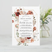 マルサラピンクテラコッタフローラブライダルシャワーインヴィット 招待状 (スタンド正面)