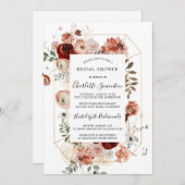 マルサラピンクテラコッタフローラブライダルシャワー 招待状 (正面/裏面)