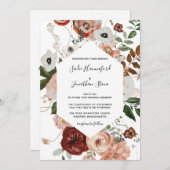 マルサラピンクテラコッタフローラ幾何結婚I 招待状 (正面/裏面)