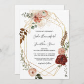マルサラピンクテラコッタフローラ幾何結婚I 招待状 (正面/裏面)