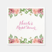 マルサラピンクフラワーズフローラエレガントブライダルシャワー スタンダードカクテルナプキン (正面)