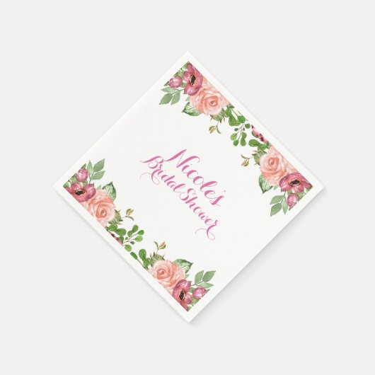 マルサラピンクフラワーズフローラエレガントブライダルシャワー スタンダードカクテルナプキン (角)