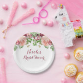 マルサラピンクフラワーズフローラエレガントブライダルシャワー ペーパープレート (パーティー)