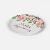 マルサラピンクフラワーズフローラエレガントブライダルシャワー ペーパープレート (アングル)