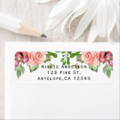 マルサラピンクフラワーズフローラエレガントブライダルシャワー ラベル (インサイチュ)