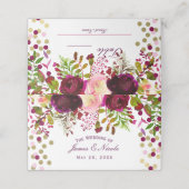 マルサラピンクフローラ金ゴールドバーガンディーテーブルシーティング プレイスカード (外部開封)