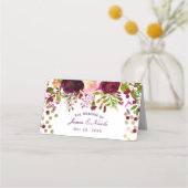 マルサラピンクフローラ金ゴールドバーガンディーテーブルシーティング プレイスカード (正面)