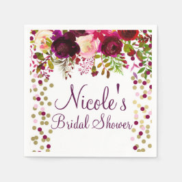 マルサラピンクフローラ金ゴールドブルゴーニュブライダルシャワー スタンダードカクテルナプキン