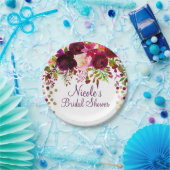 マルサラピンクフローラ金ゴールドブルゴーニュブライダルシャワー ペーパープレート (パーティー)