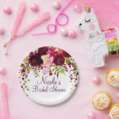 マルサラピンクフローラ金ゴールドブルゴーニュブライダルシャワー ペーパープレート (パーティー)