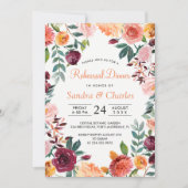 マルサラピンクボタニカルリハーサルディナーカード 招待状 (正面)